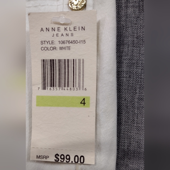 NWT Anne Klein Skinny Ankle Jeans Womens 4 White Embroidered Floral Retro 90s - Picture 9 of 11